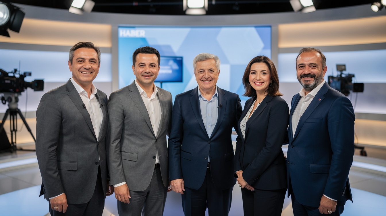 Group of instructors standing together in a TV studio