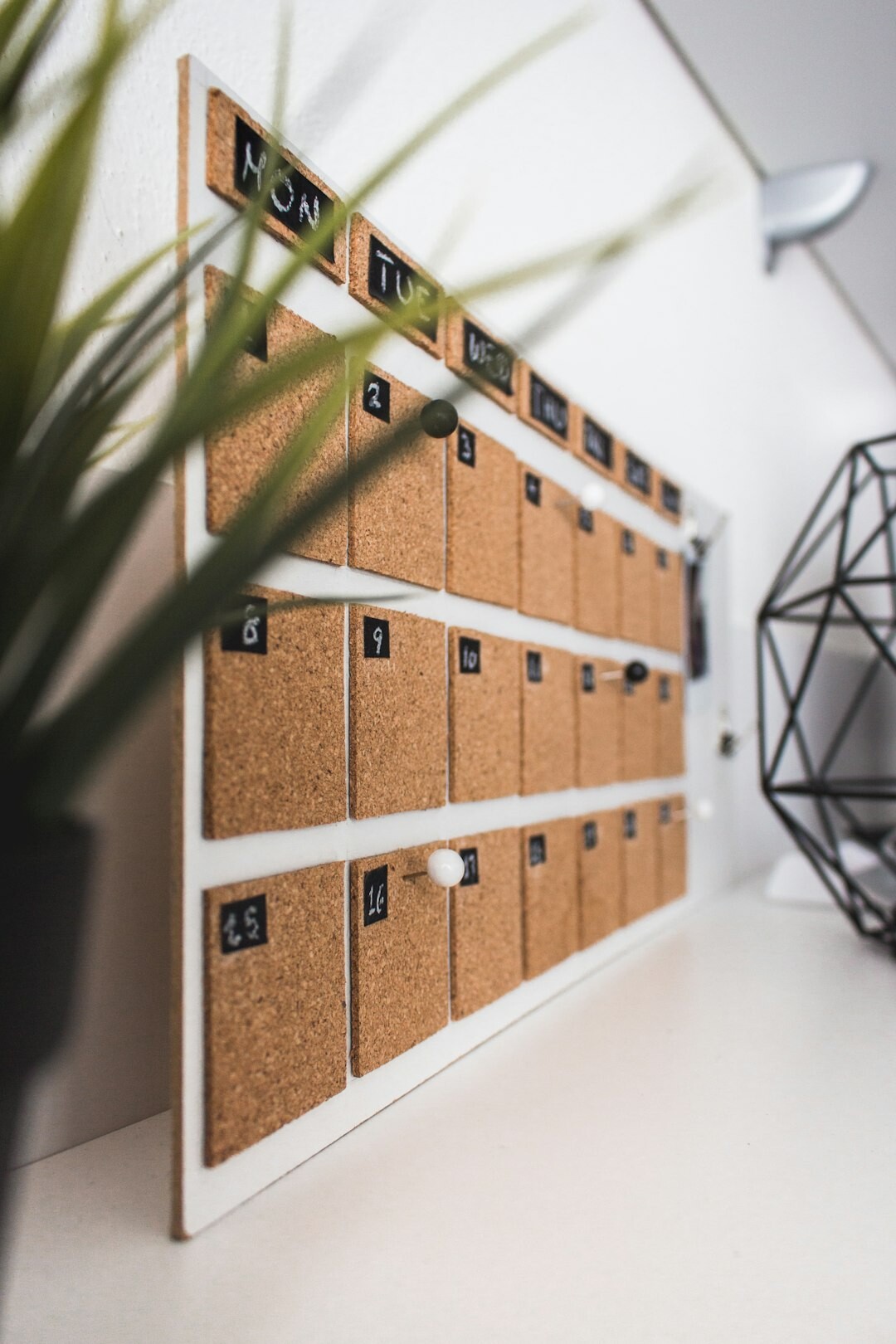 Planning calendar and schedule board on a desk