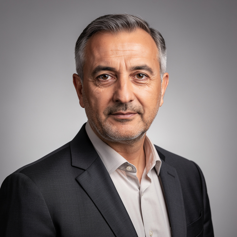 Turkish senior broadcast director portrait